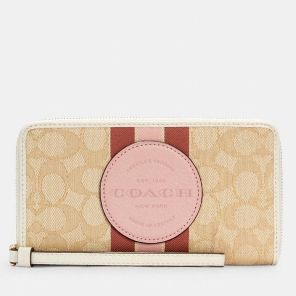 NWT COACH C4110 Dempsey Large Phone Signature Jacquard  Stripe & Coach Patch